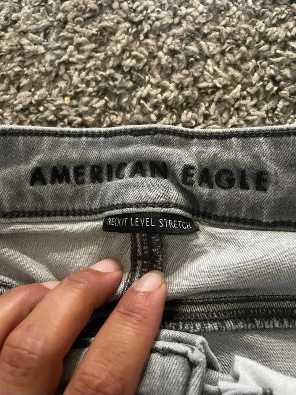 American Eagle Outfitters Light Gray Ripped Skinny Jeans